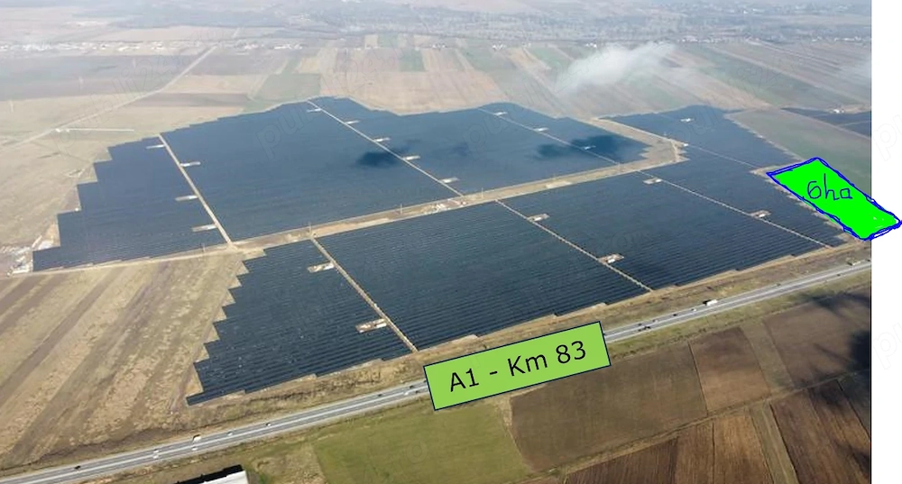 OCAZIE - teren 6 hecatare la autostradă (A1 - Km 83), lângă parcul fotovoltaic