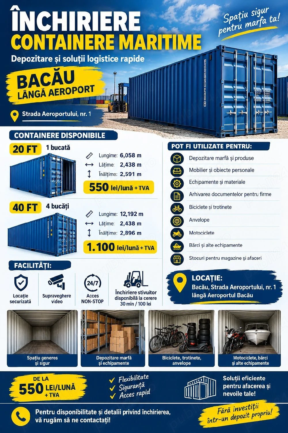 Închiriere containere maritime 20 FT   40 FT   Bacău, Aeroport