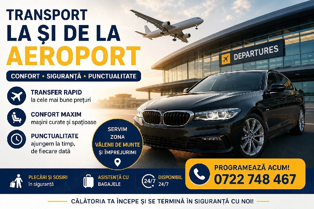 Transport pasagari la de la aeroport- Valenii de Munte si imprejurimi