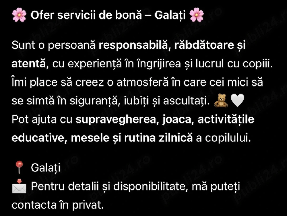 Ofer servicii bona- Galați 