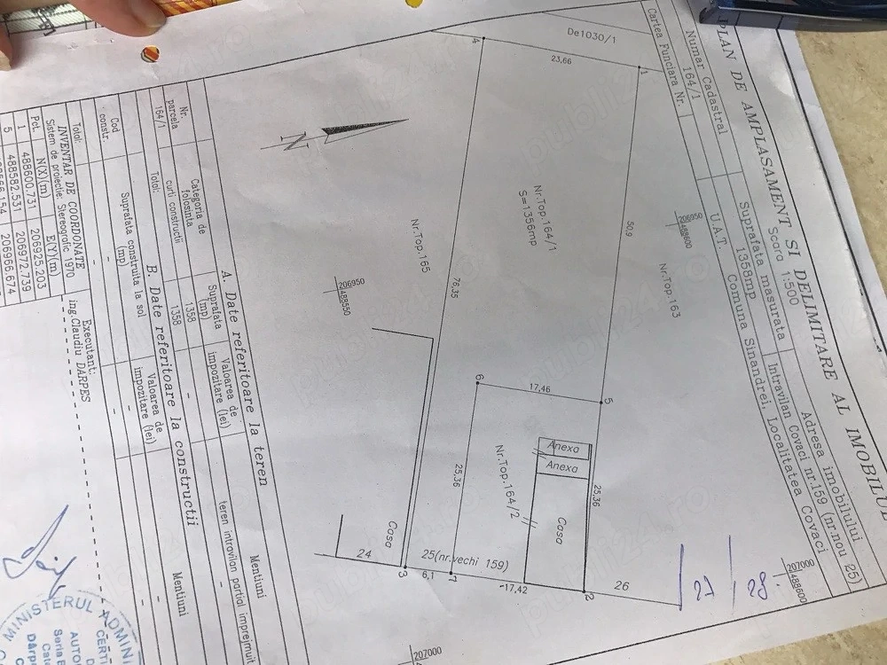 Teren intravilan 1.358 mp în Covaci   asfalt și toate utilitățile la poartă