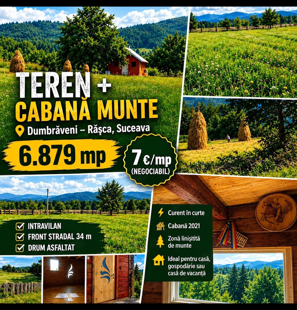 Teren +cabană Munte 