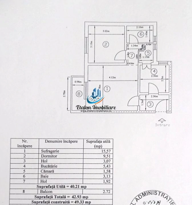 Apartament 2 camere semidecomandat, etaj 4, Adridan Darmanesti