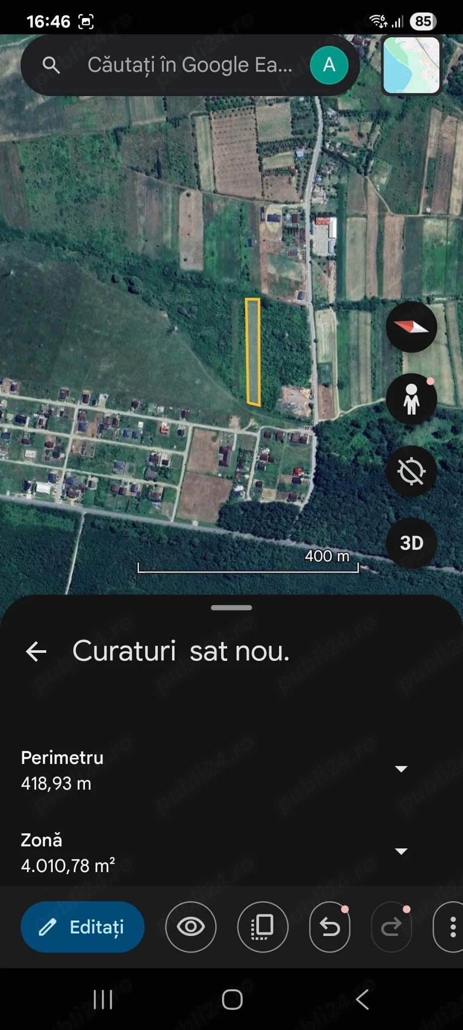 Teren intravilan de vânzare   Curături, comuna Ciurea, Iași