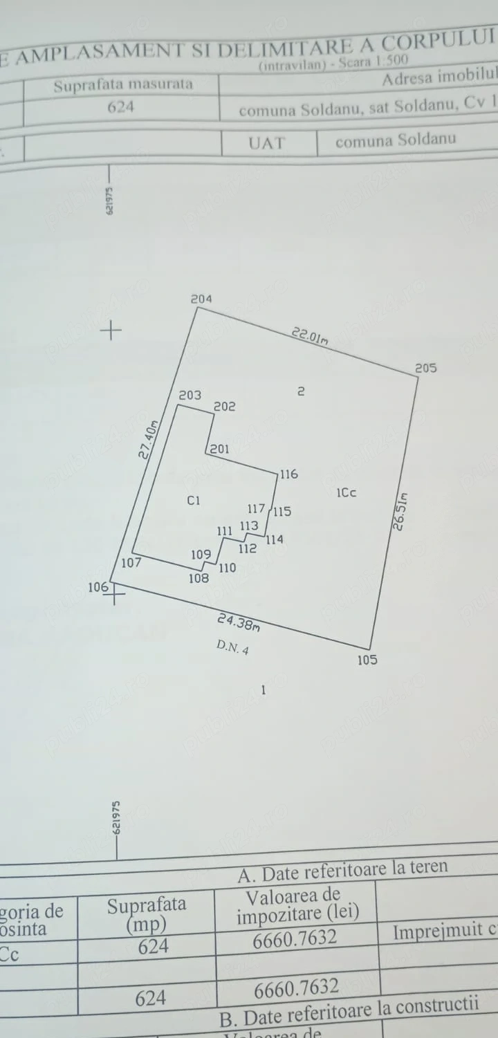 Casa + teren intravilan, CENTRAL   DN4 Șoldanu 24ML DESCHIDERE