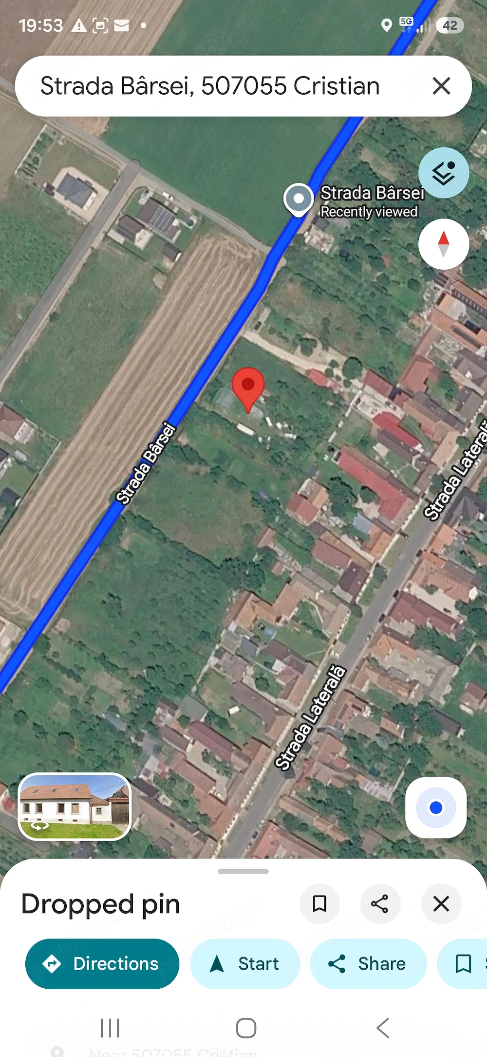 Teren intravilan de vanzare Cristian Brasov str.Barsei 1205mp