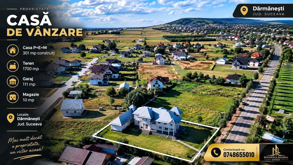 Casă de 301 mp, cu teren de 1.700 mp – central, Dărmănești