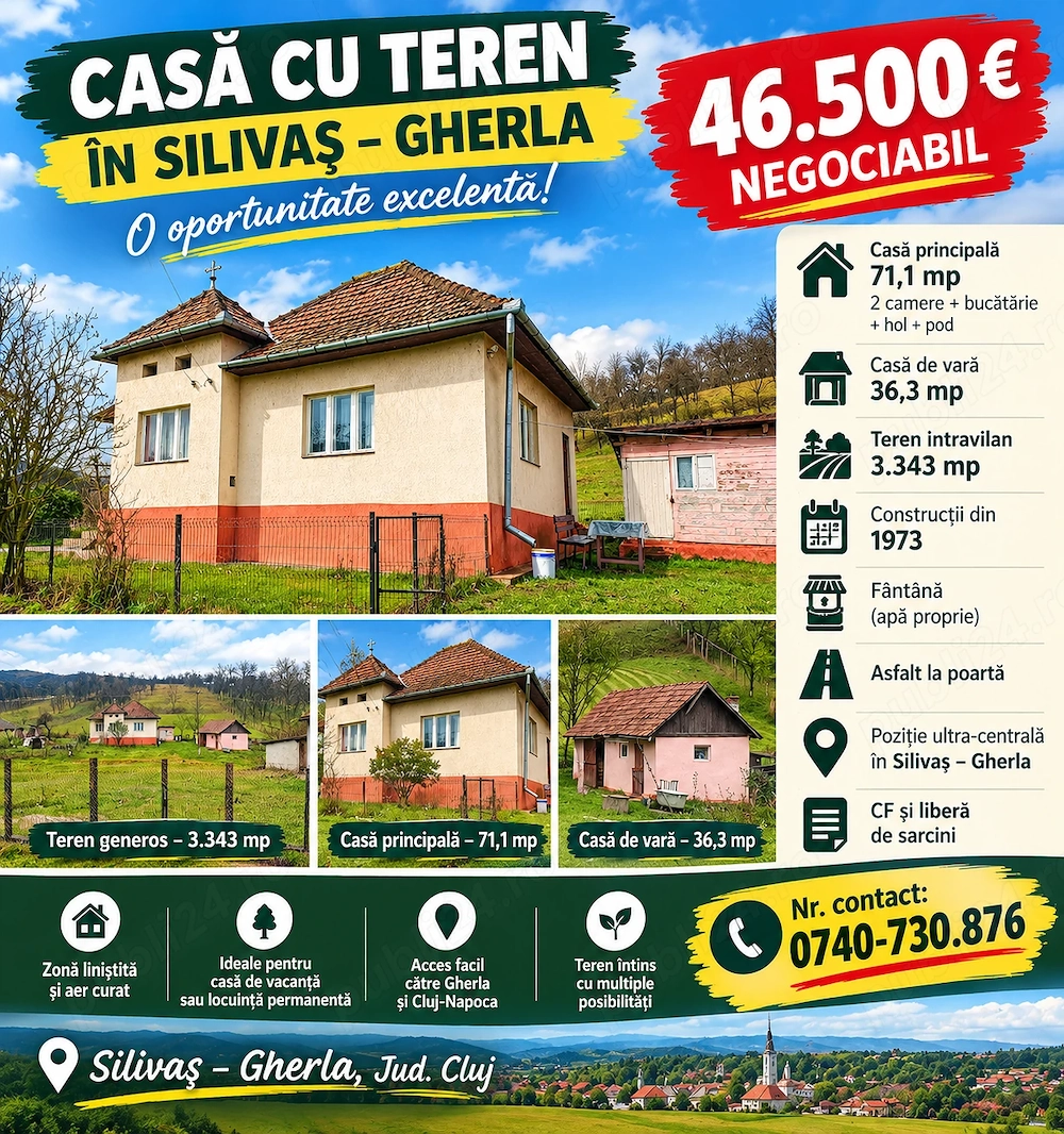 Vând casă cu teren în Silivaș - Gherla