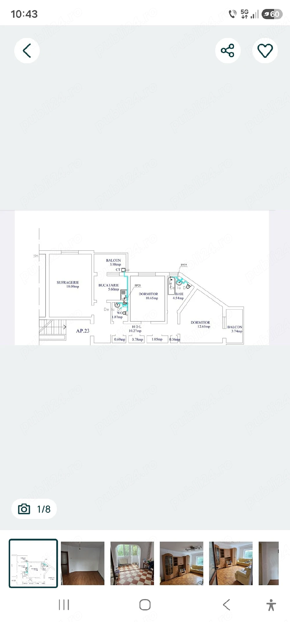 apartament 3 camere,etaj 1