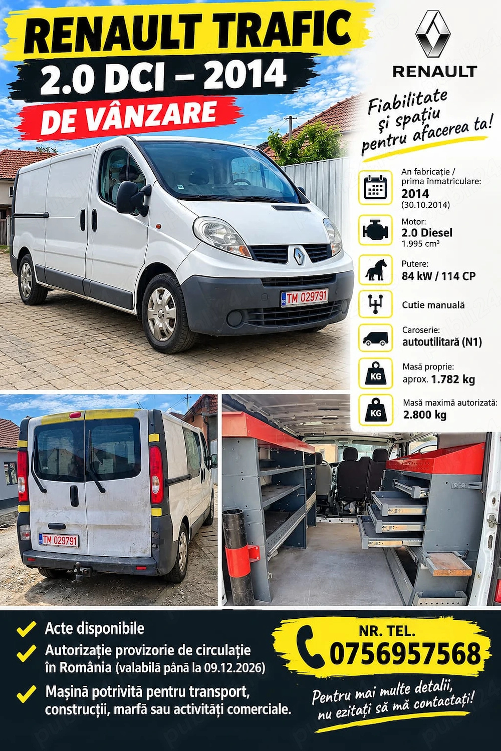 RENAULT Trafic 2.0 DCI   2014   Diesel   114 CP