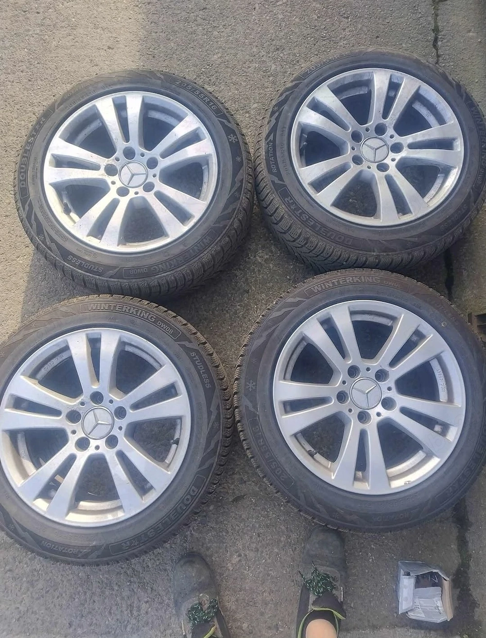 Jante Aliaj Originale Mercedes E-Class R16 + Anvelope Iarnă( Doublestar Winterking, 205/55 R16 2024