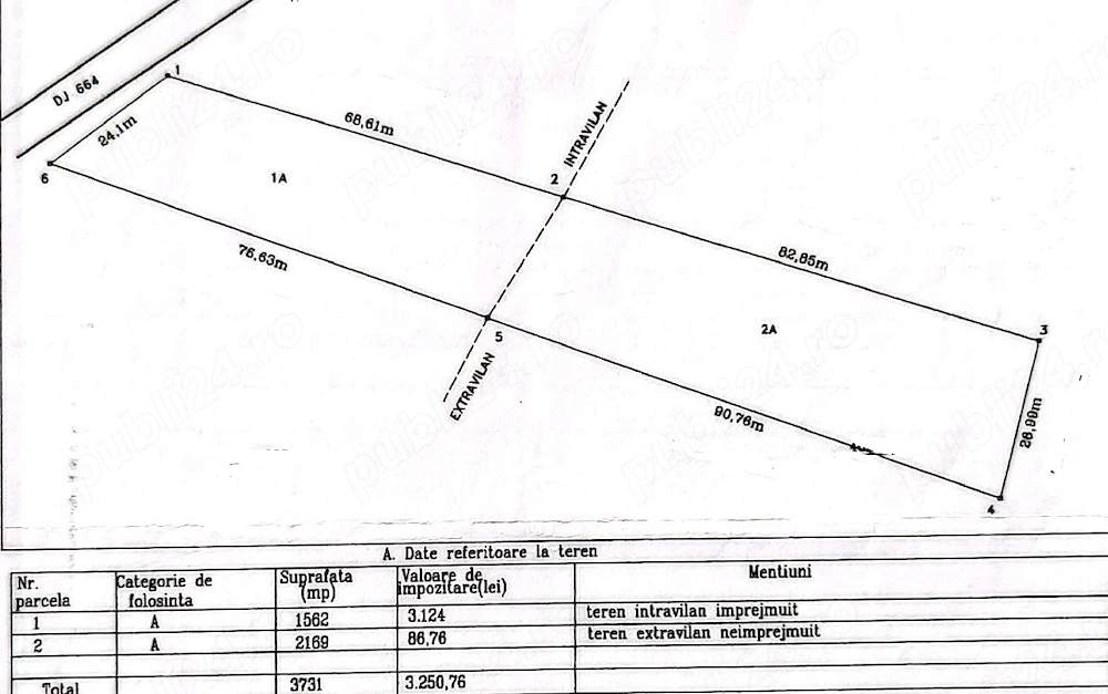 Teren de vanzare - sat Cartiu com Turcinesti 3731mp