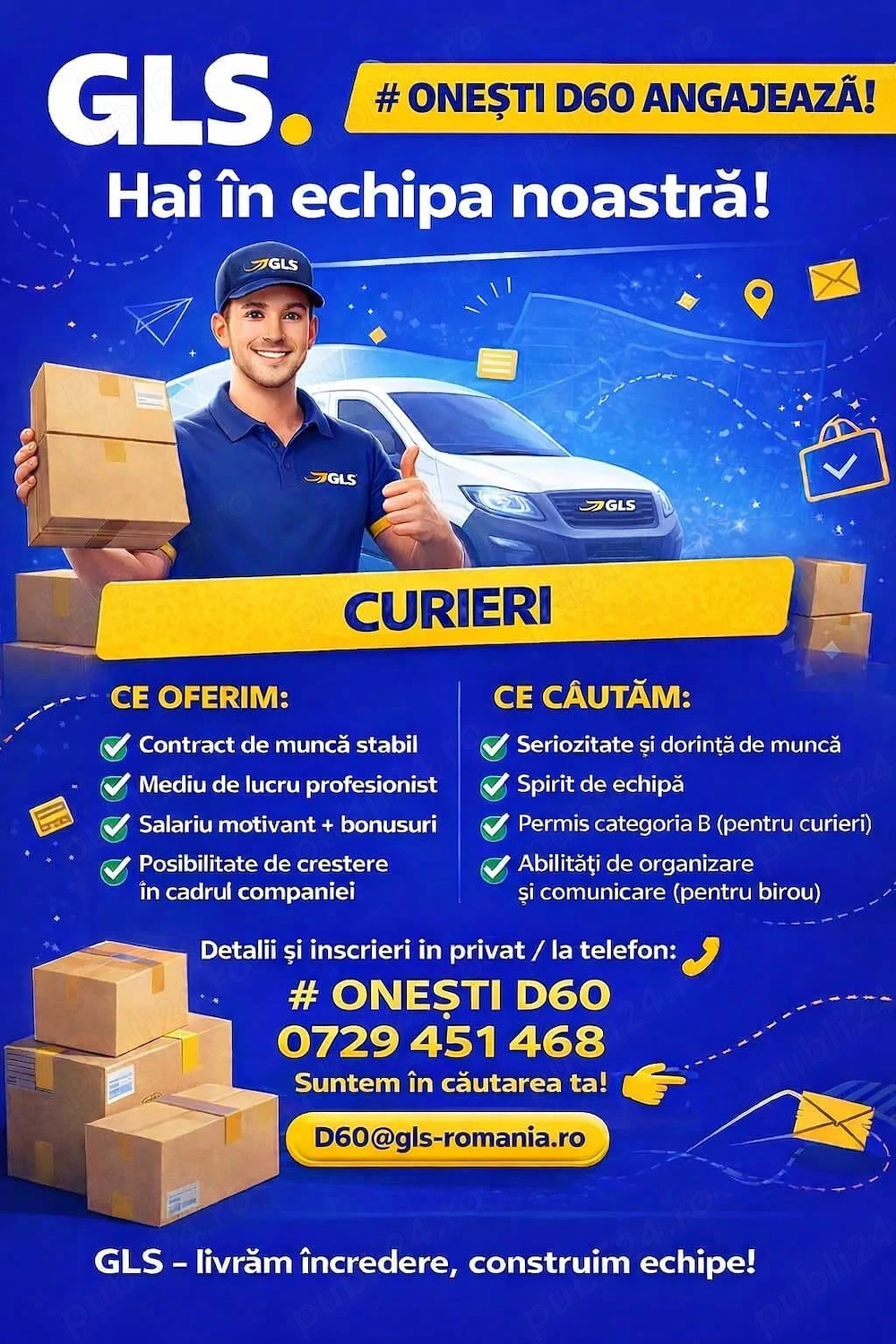 Companie de curierat angajează șofer curier   livrator (Categoria B)