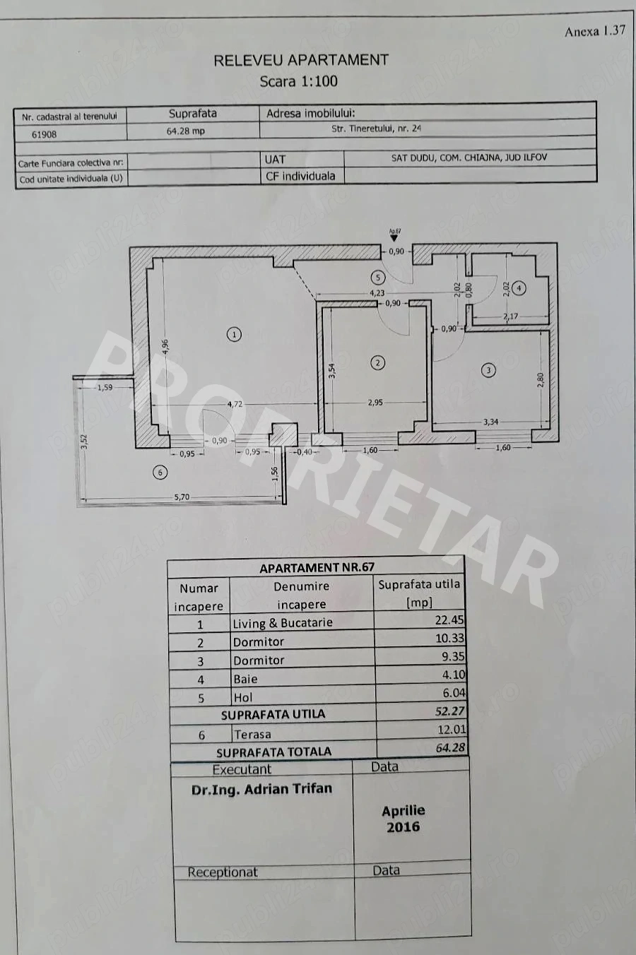 Proprietar - apartament 3 camere Militari Residence