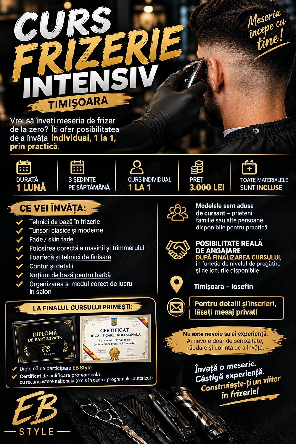 Curs FRIZERIE intensiv Timișoara 