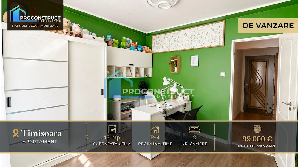 Apartament cu 2 camere de vanzare | Iosefin | 43 mp | 69.000 €