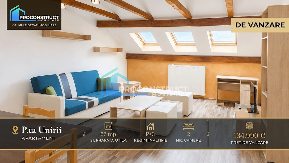 Apartament | 67 mp | Mansarda | P.ta Unirii | 134.990 EUR