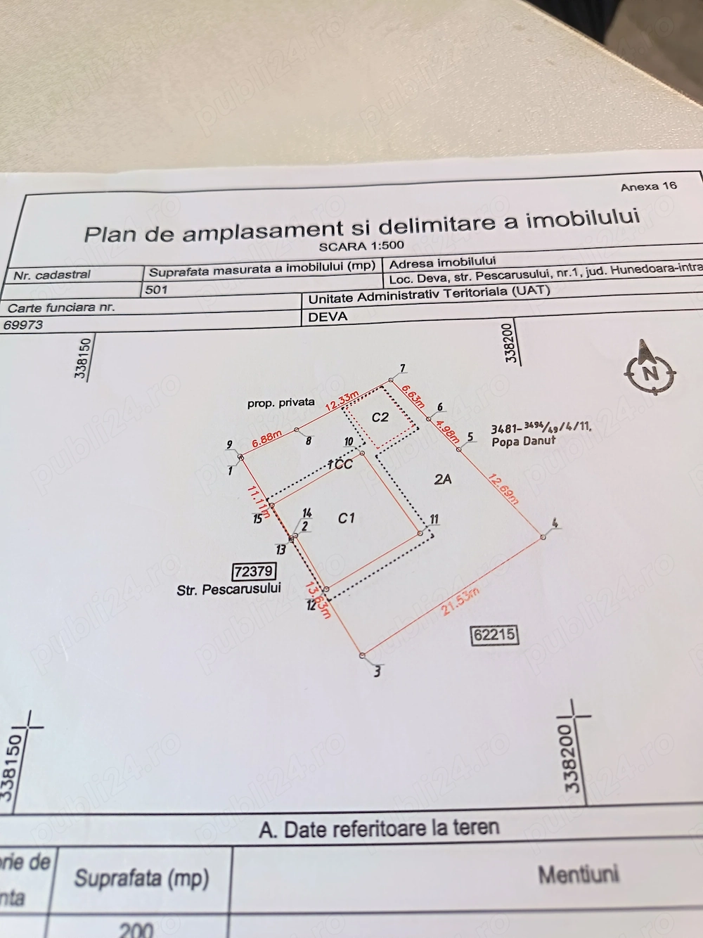 Se vinde teren C2 din poza in Deva zona buna 