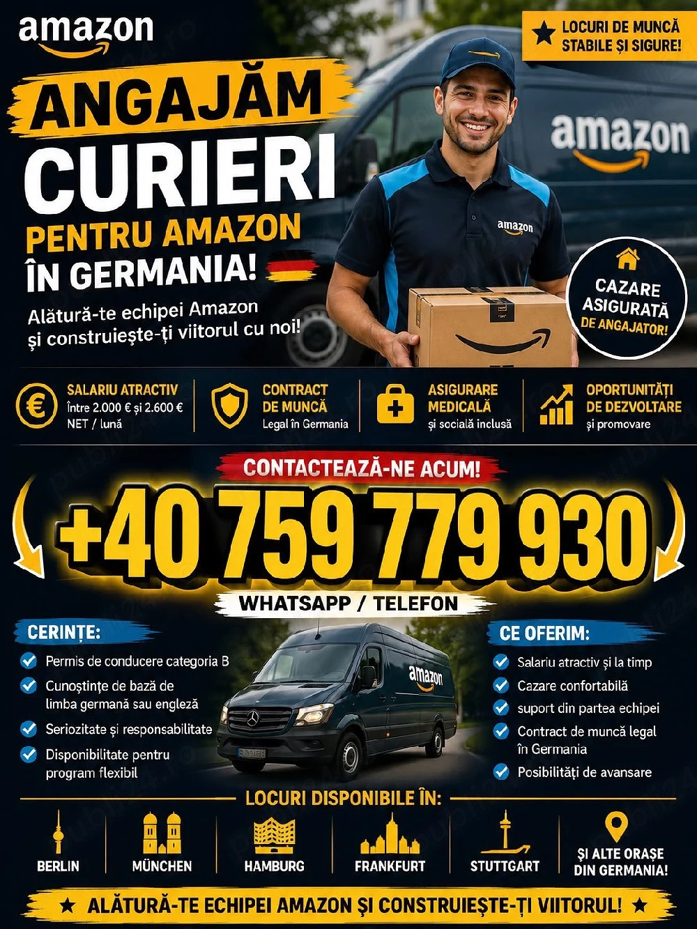 Căutăm curieri pentru Amazon în Germania