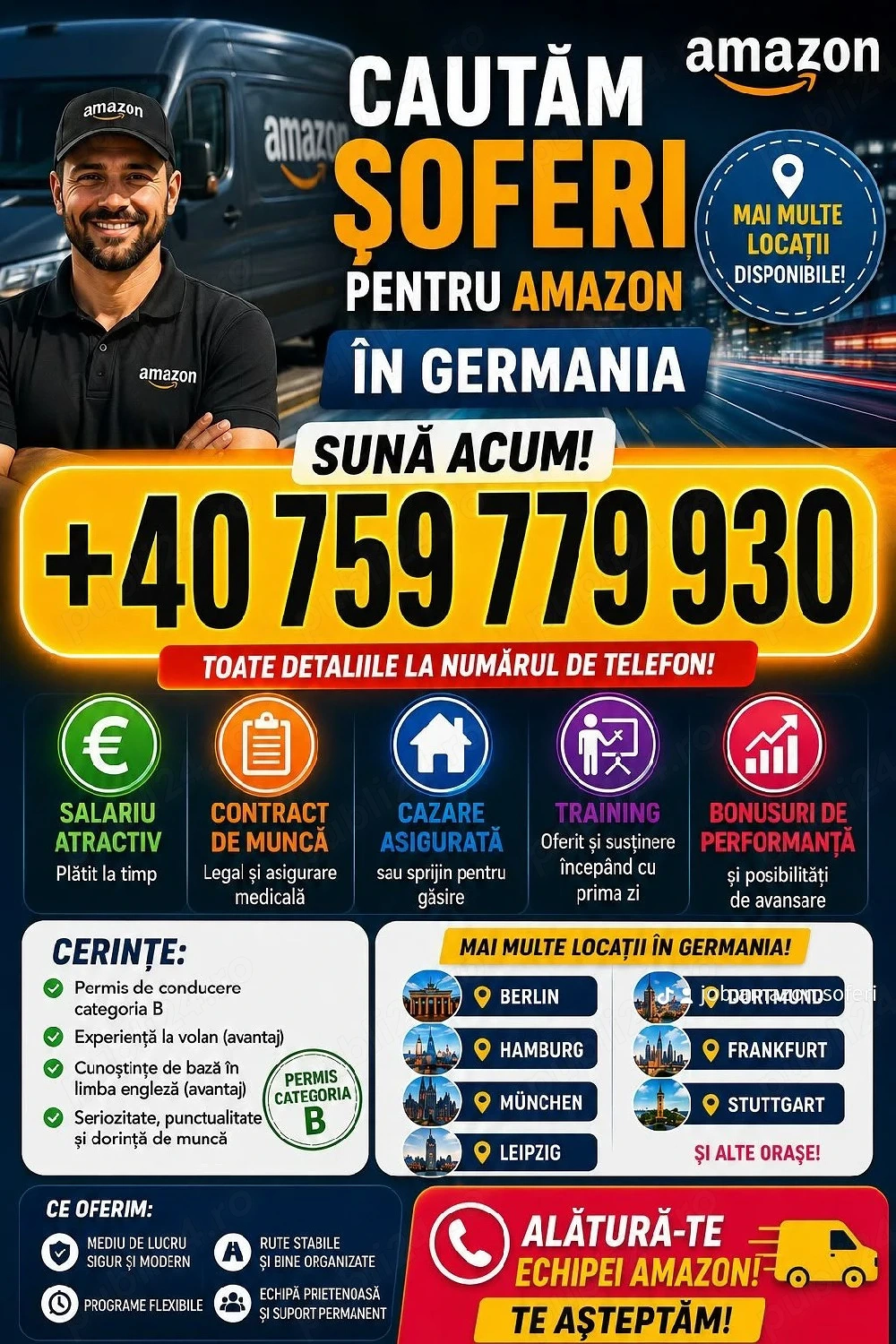 Angajăm şoferi pentru Amazon în Germania