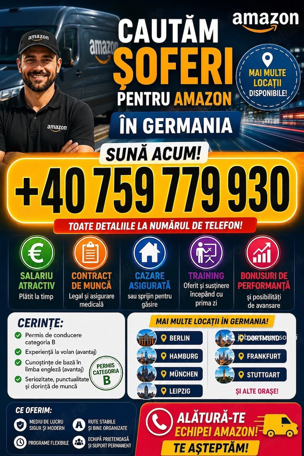 Angajăm șoferi pentru Amazon în Germania 