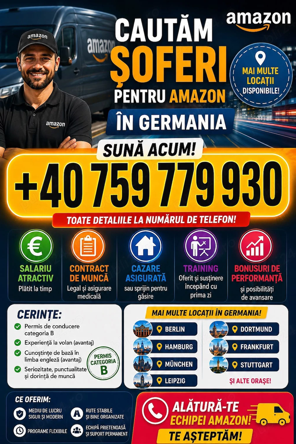 Căutăm şoferi pentru Amazon în Germania