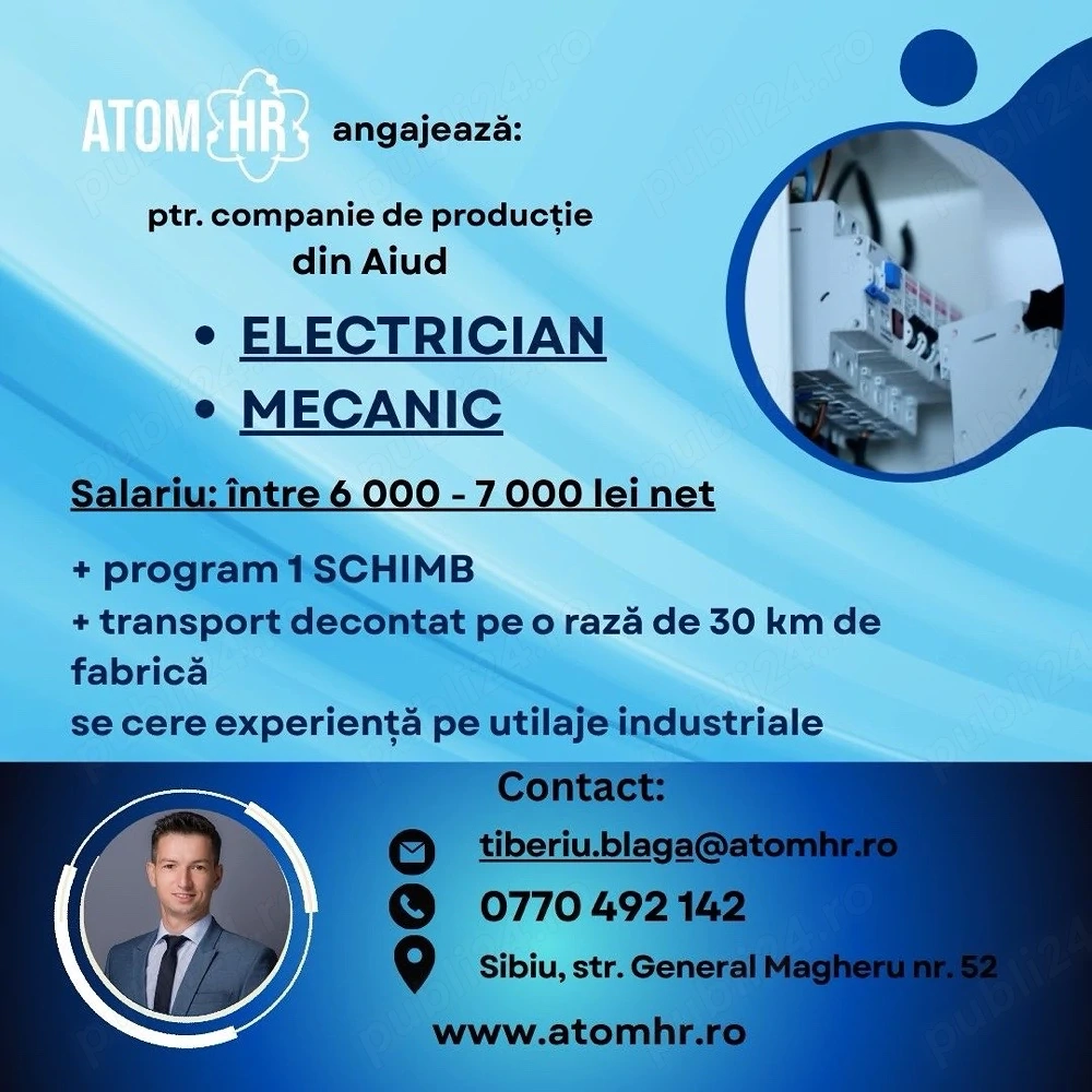 ATOM HR angajează pentru companie din AIUD