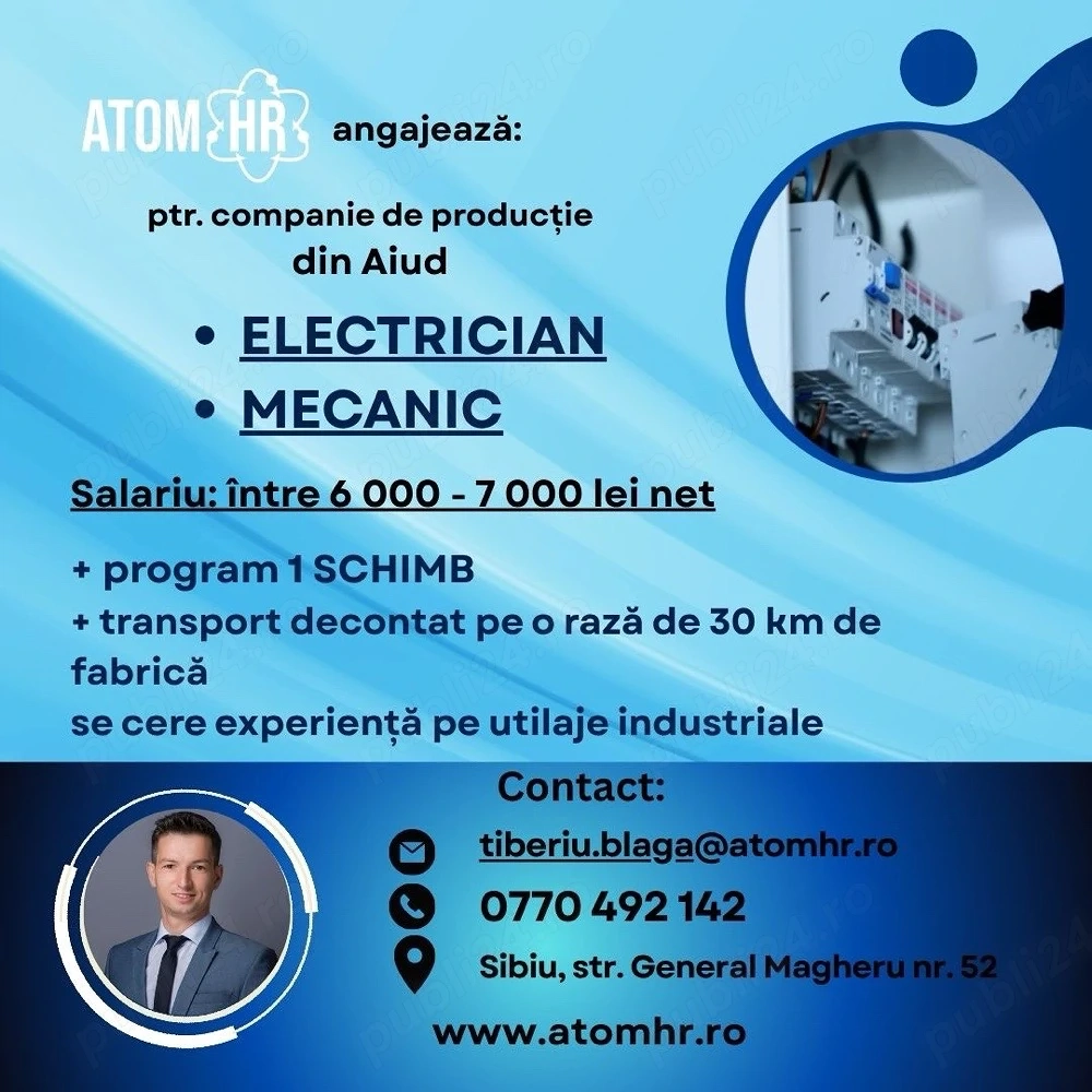 ATOM HR angajează pentru companie din AIUD