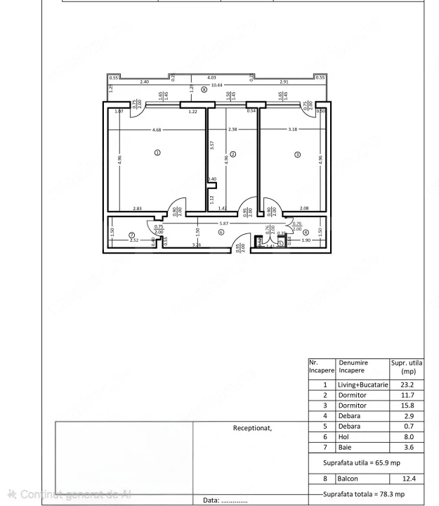Apartament de 3 camere, 65.90 mp, zona Ramada 