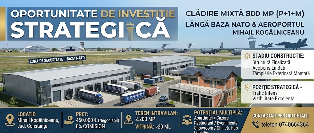  oportunitate de investiție strategică   clădire mixtă 800 mp lângă baza nato & aeroportul mk