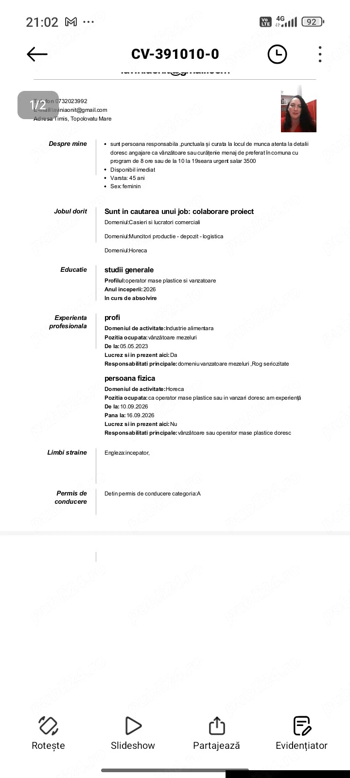 anunt de angajare 