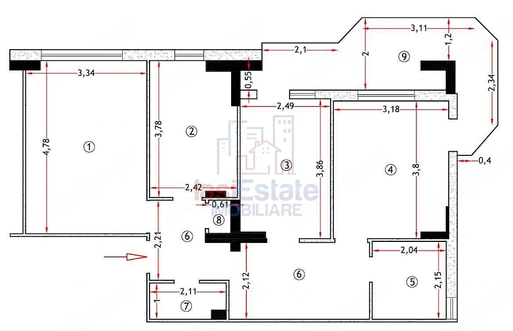 Pacurari - Apartament cu 3 camere 78 mp decomandat 2 bai