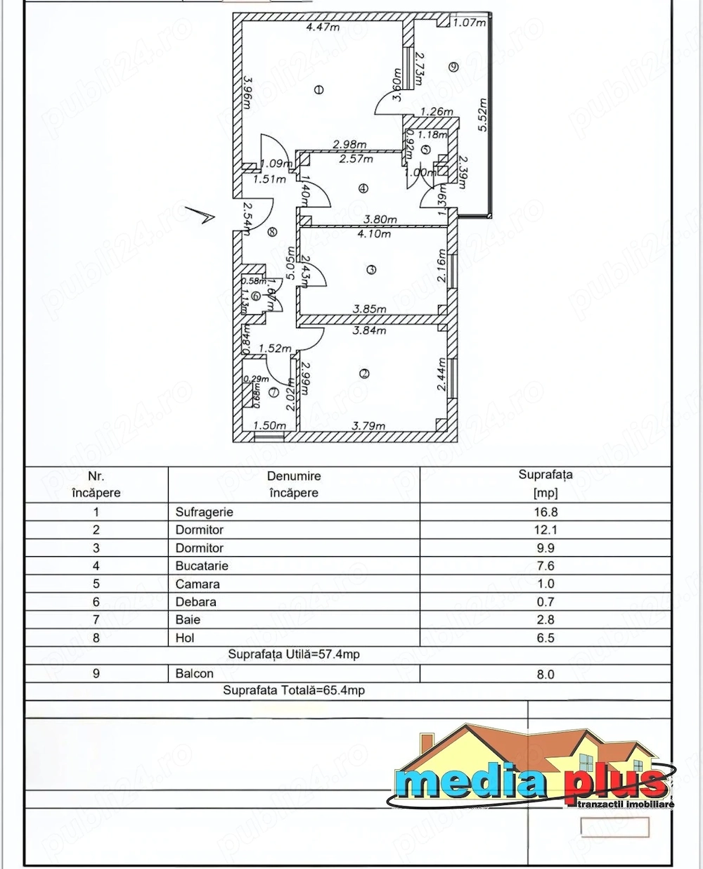 Apartament cu 3 camere decomandat, Micro 39