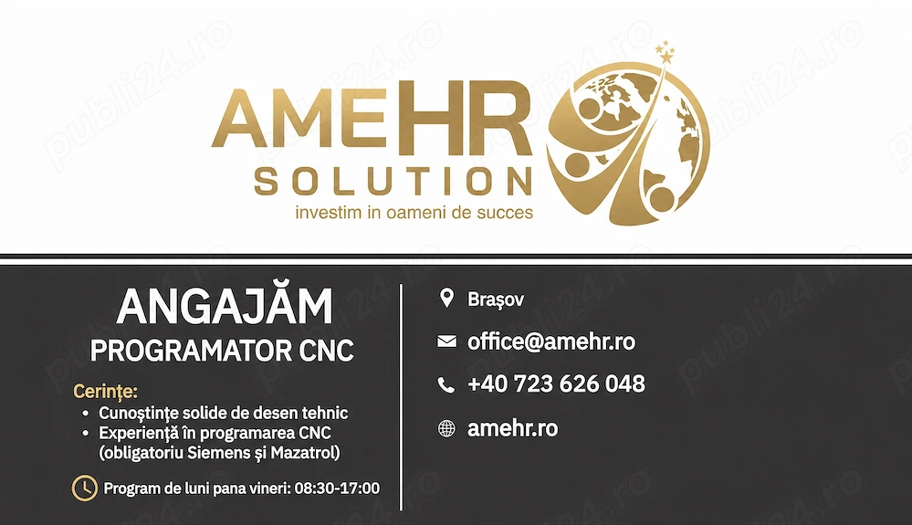 ANGAJĂM URGENT PROGRAMATOR CNC | Siemens   Mazatrol | Industria Automotive