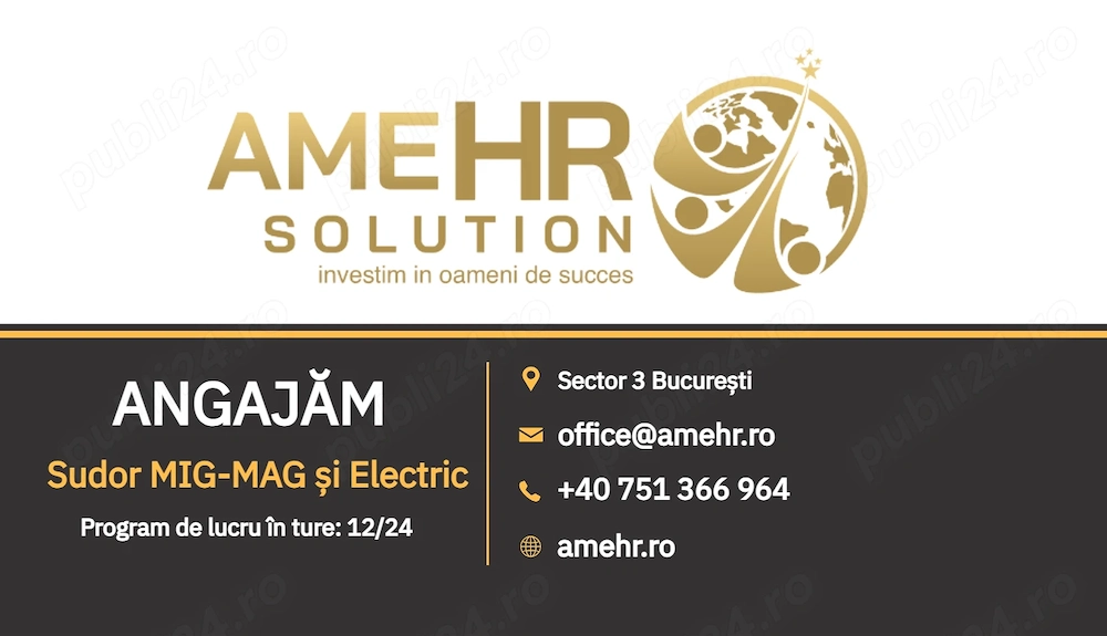 Angajăm URGENT Sudor MIG-MAG & Sudor Electric