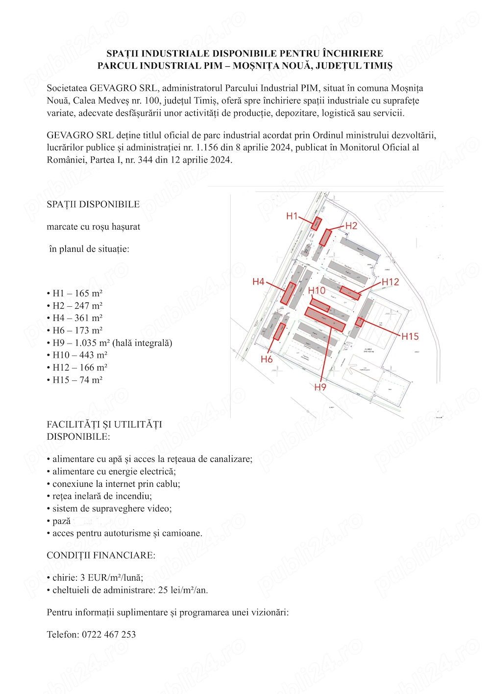 Spații Industriale disponibile pentru închiriere Parcul Industrial PIM   Moșnița Nouă, Județul Timiș