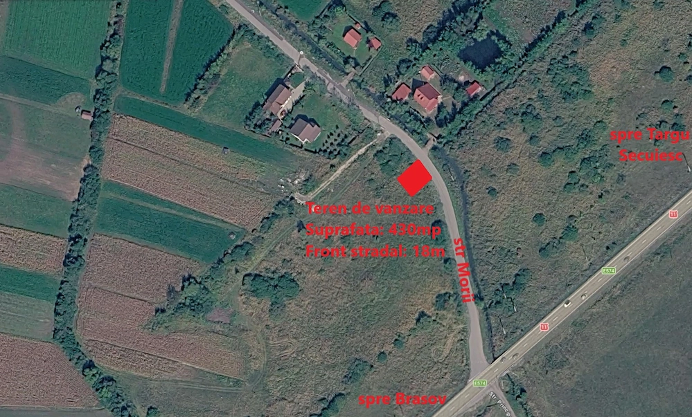 Teren intravilan 430 mp Prejmer - Brașov | 18 m front | asfalt | utilități