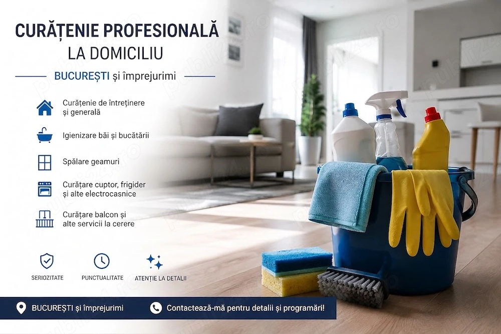 Curățenie profesională la domiciliu | București | Programări telefonice