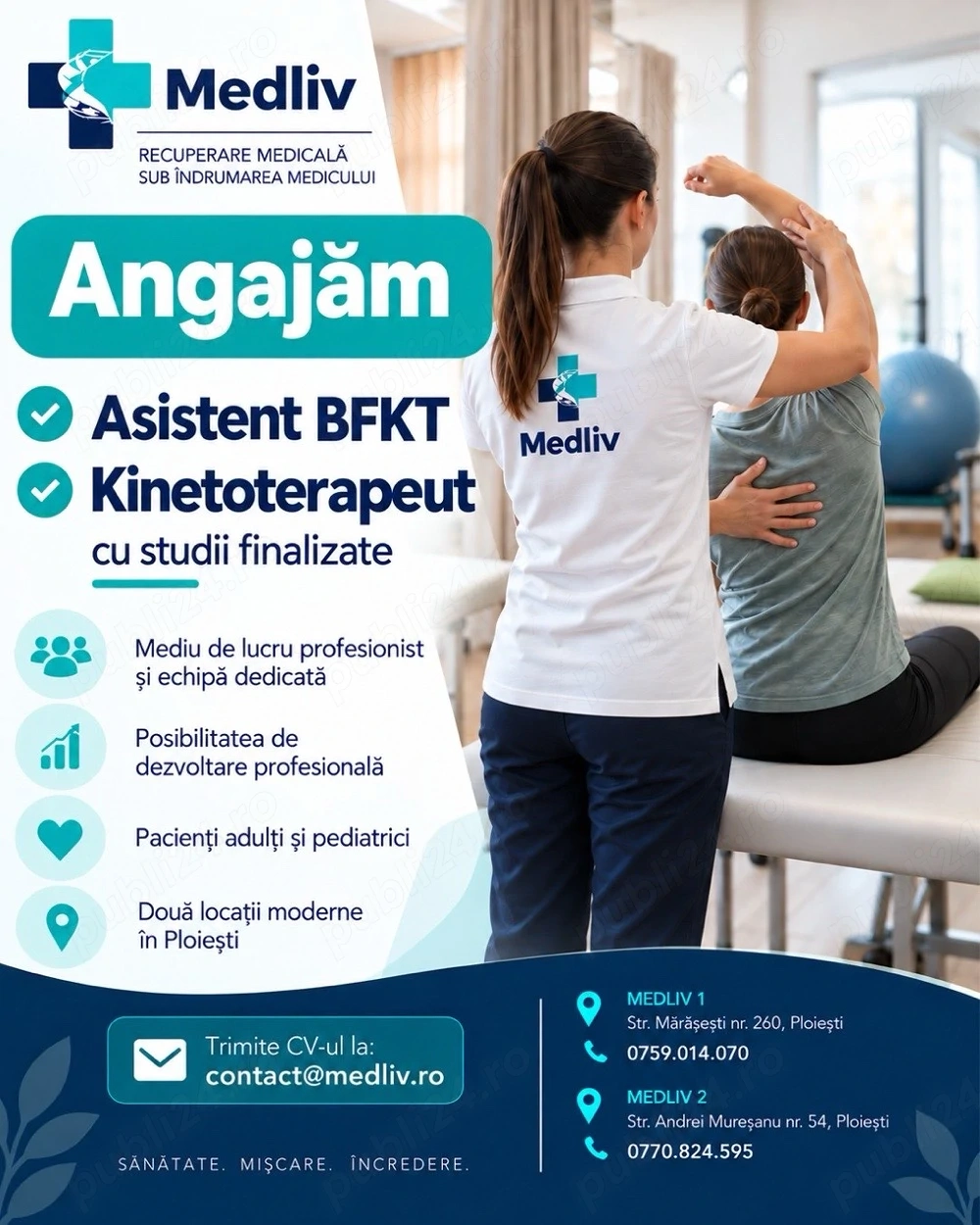 Angajam Asistent BFKT si Kinetoterapeut 