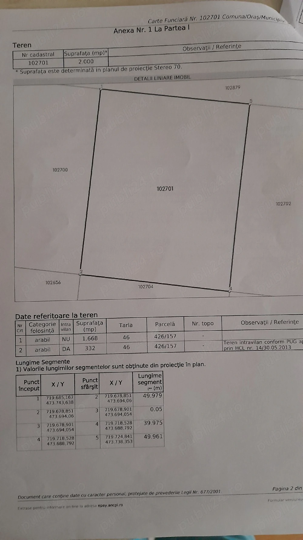 Vând  teren intravilan 2000mp  in centrul  loc Suhurlui Jud Galați 
