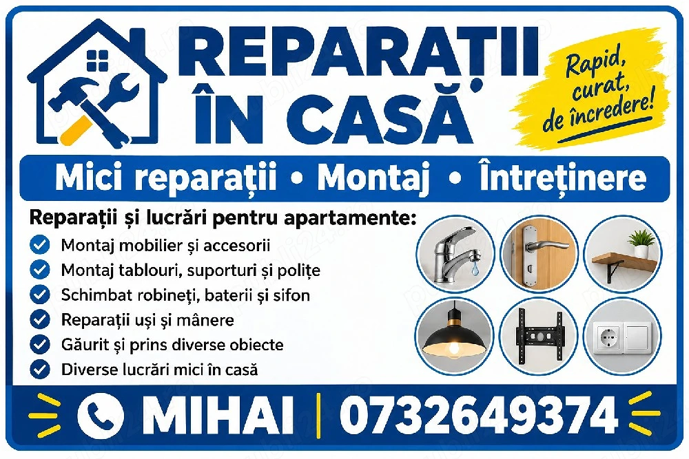 Reparații în Casă  Montaj Mici Reparații la Domiciliu