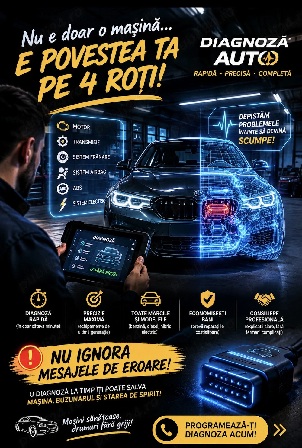 Diagnoza Auto Profesională Multimarcă   Ștergere Erori (La domiciliu sau locație fixă)