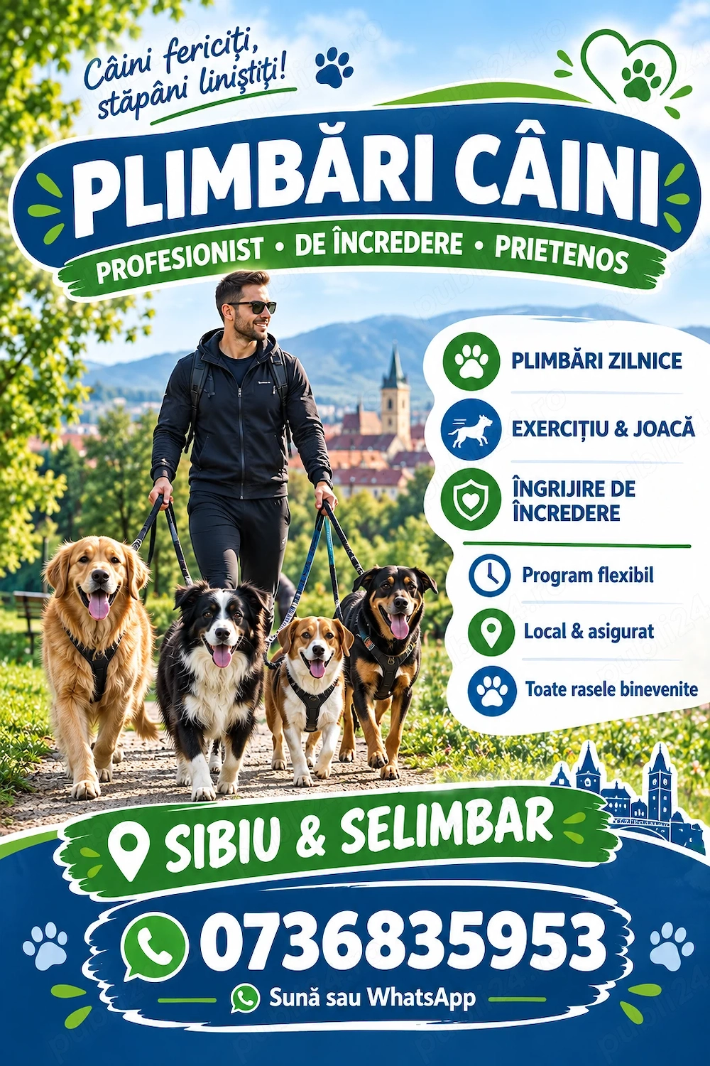 Plimbari   ingrijire la domiciliu animale de companie (caini, pisici, pesti, rozatoare)
