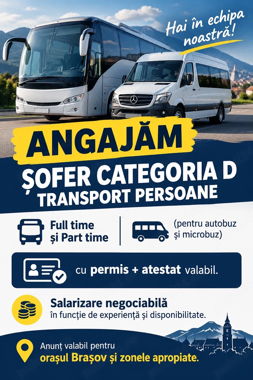 Angajam sofer categoria D transport persoane Brasov