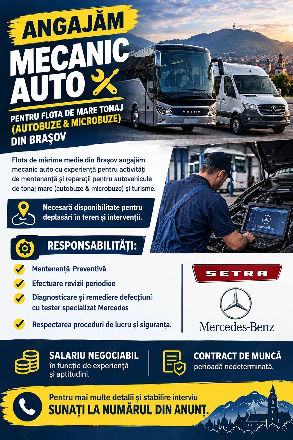 Angajam Mecanic Auto flota vehicule transport persoane Brasov
