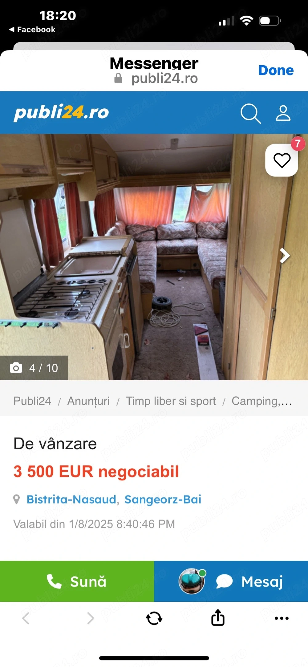 Rulota imatriculata de vinzare