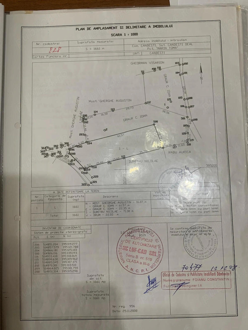 Teren de vanzare Candesti Deal Dambovita 1660 mp