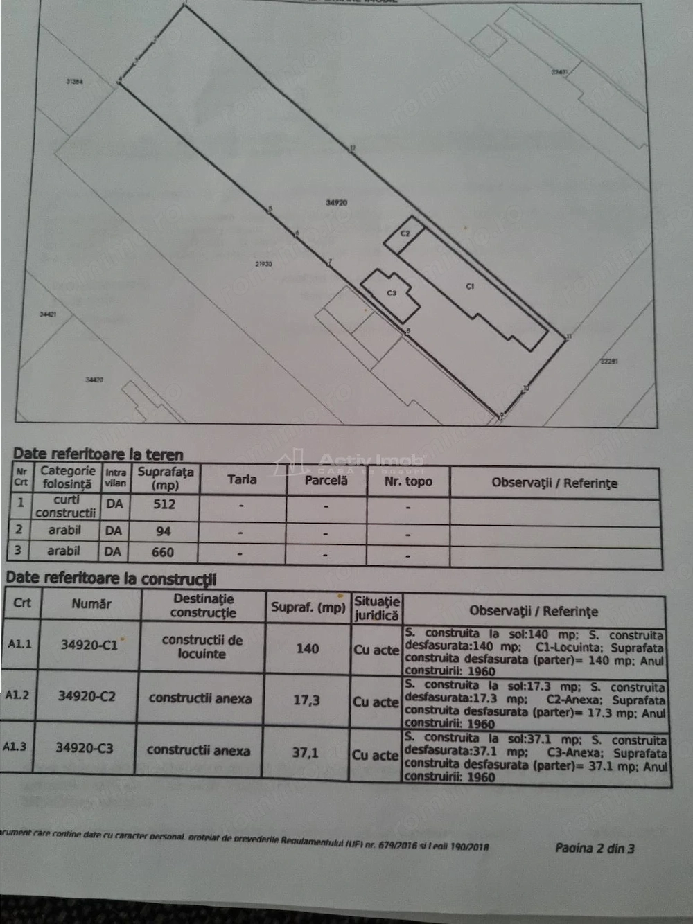 Casa si teren 1280  mp str 1907 deschidere 16 m liniari