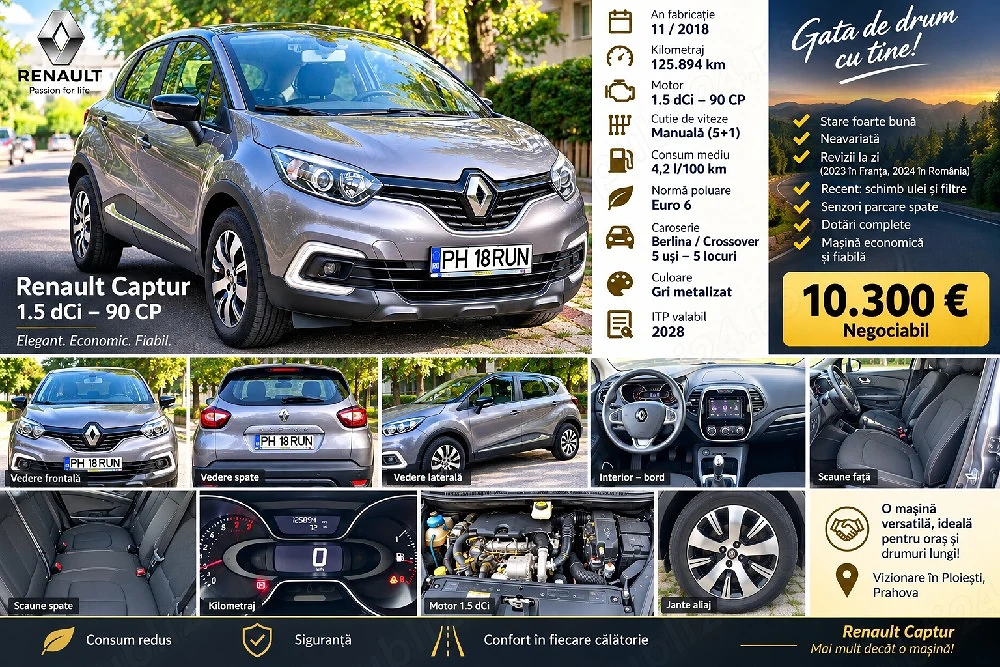 Vand Renault Captur 1,5dCi,anul 2018