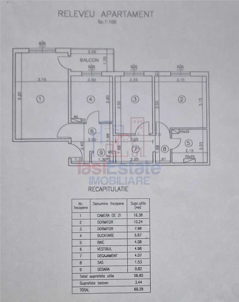 Apartament 3 camere zona Galata etaj intermediar centrala proprie